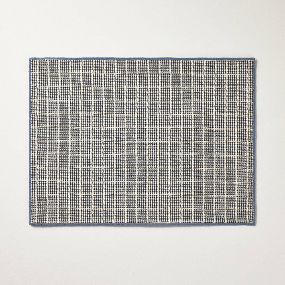 4pk Jute-Cotton Placemats, Navy Plaid - Hearth & Hand Magnolia, Target